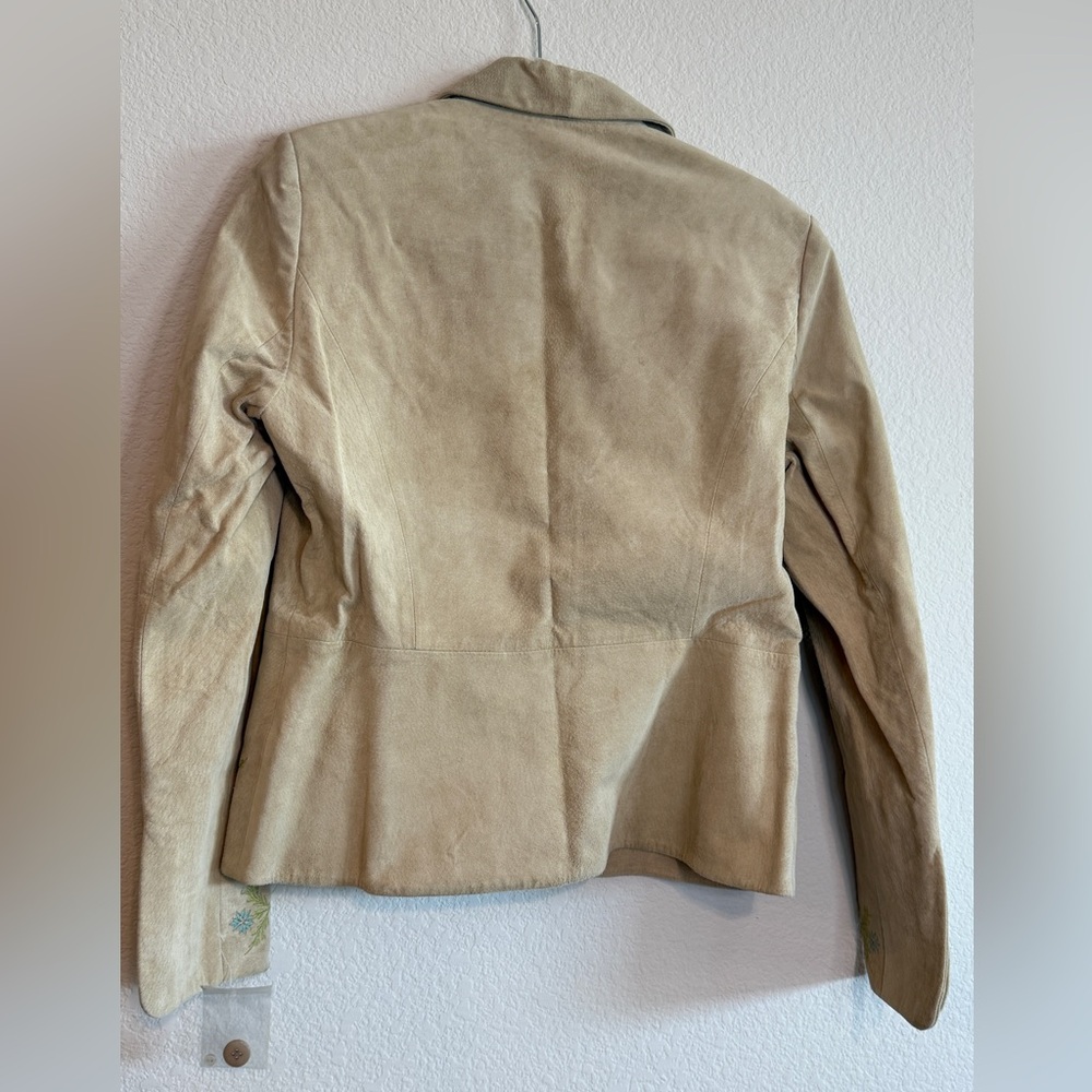 🆕 PTP 20” James C. for Spiegel 💛Embroidered Suede Leather Blazer | Size 12 | - Picture 8 of 16